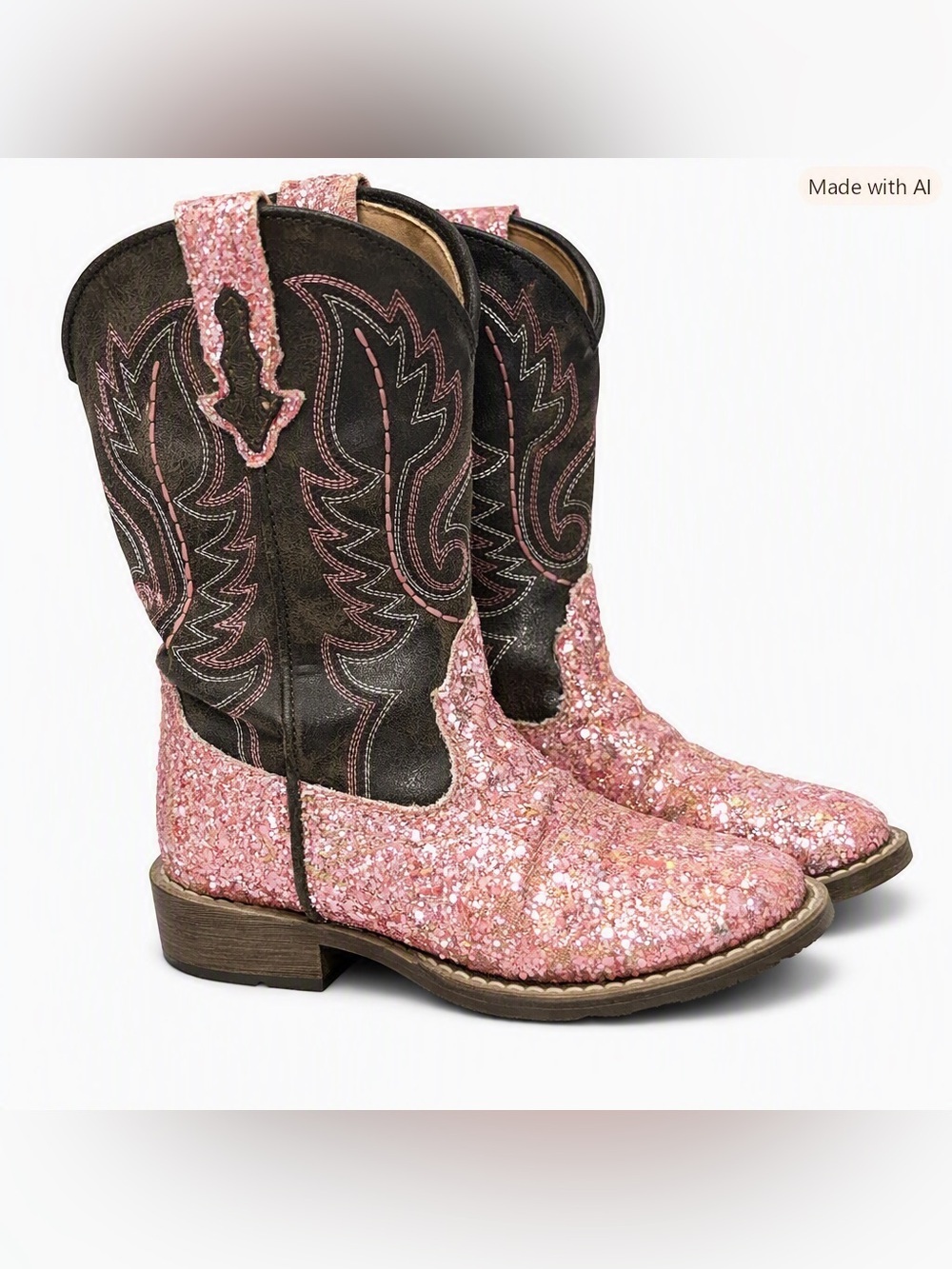 Roper Pink Glitter Cowgirl Boots Little Girls Size 11 Western Cowboy